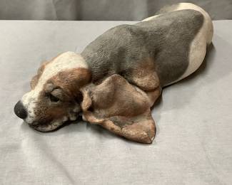 Realistic basset hound sculpture, life size