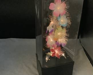 Fiberoptic color changing flower arrangement music box