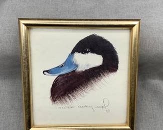 Michele Conley Wood signed watercolor art of bird