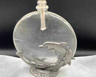 Oil lamp with dolphin base