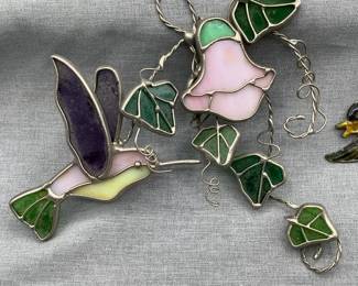 Stained glass hummingbird suncatcher