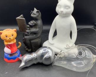 Yoga cat, anthropomorphic cat reading book