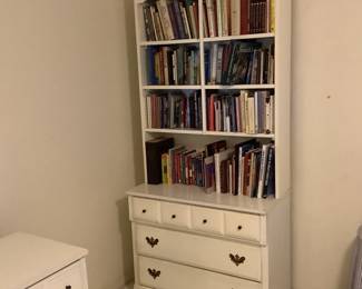 Bookcase in one lot, ALL books in another lot