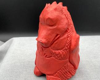 Carved cinnabar dragon