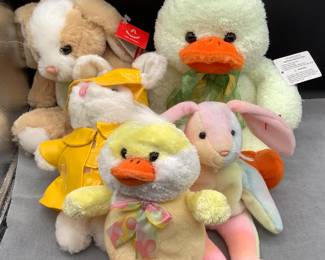 Stuffed bunnies and rabbits