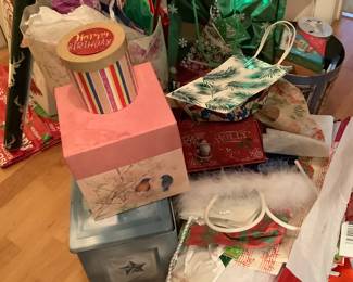 HUGE lot of wrapping paper, boxes, gift bags and gift card boxes - all one lot