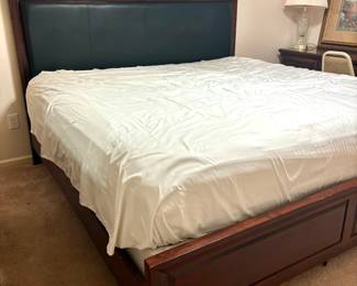 King bed with leather headboard