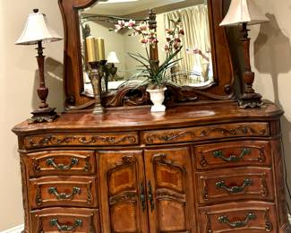 Ornate dresser with stencil top