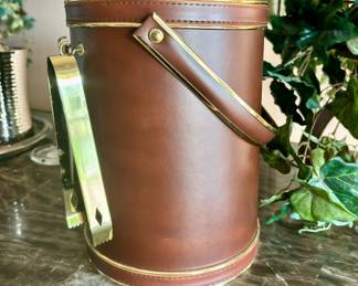 Vintage leather ice bucket