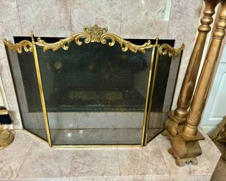 Brass fireplace screen