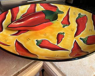 Large cayenne pepper tray with dip bowl