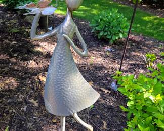 Yard Art, Metal Girl With Butterfly