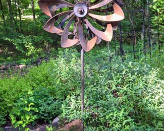 Yard Art, Metal Flower Wind Mill