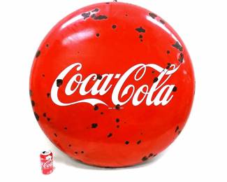 1940'S COCA COLA BUTTON ADVERTISING SIGN