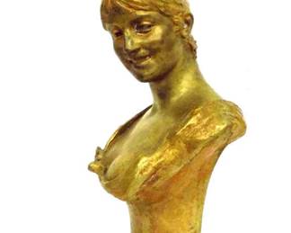 GEORGES VAN DER STRAETEN GILT BRONZE MAIDEN SCULPTURE