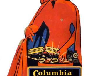 RARE ANTIQUE COLUMBIA BATTERIES TOYS DEVIL ADVERTISING SIGN