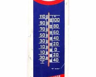 VINTAGE MAIL POUCH TOBACCO ADVERTISING TIN THERMOMETER