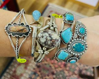 Vintage and antiques, turquoise sterling silver cuffs