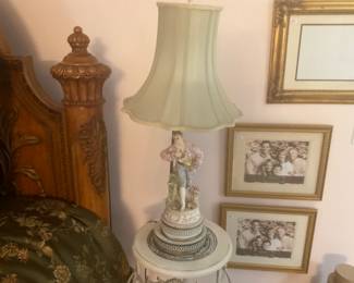 Pair Antique Porcelain Lamps
