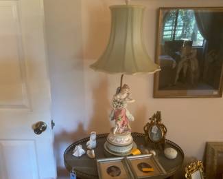 Pair Antique Porcelain Lamps