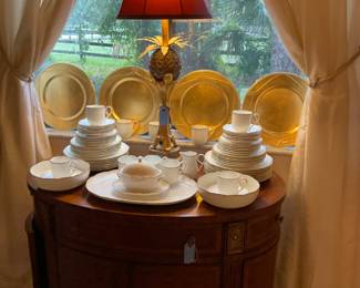 Fine Bone China and an Oval Demi-lune China Cabinet