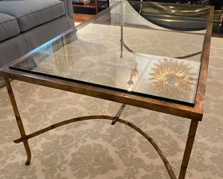 Gold and Glass Cocktail table 51.5" W x 28" D x 20" H $700