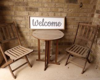 Teak patio bistro set
