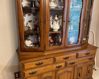 Mid-century Maple China Cabinet with tapered display case