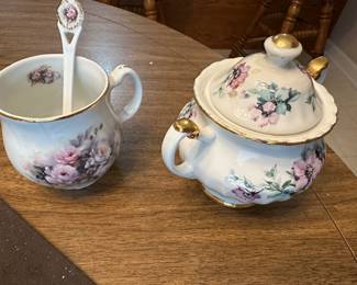 Handpainted sugar and creamer