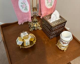 Mid century gold bathroom accessories