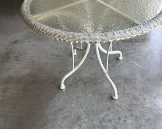 Wicker glass top outdoor table