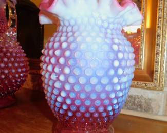 Rare Fenton Hobnail  Cranberry Glass Vase