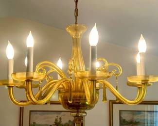 Beautiful glass chandelier- More photos of it below