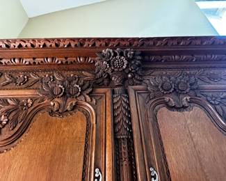 Magnificant antique French heavily carved armoire