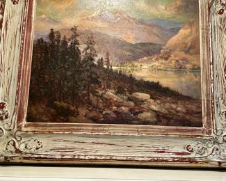 Listed artist!   Mono Lake   Beautiful Antique oil painting.