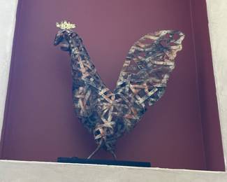 Large Palecheck Metal rooster 