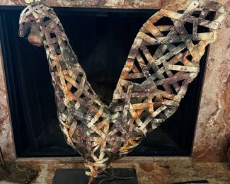 Large Palechek metal rooster