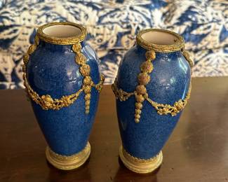  PAIR French Dore bronze small vases PMLimoges