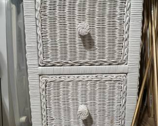 White Wicker 2-Dresser Nightstand