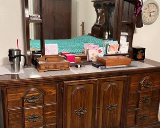 Dark Wood Dresser with Mirror