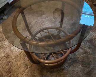 Rattan glass top table