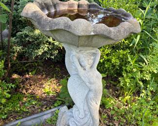 Elegant mermaid bird bath