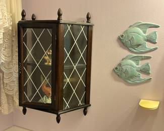 Vintage wall cabinet, cute fish decor 