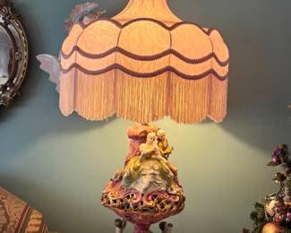 Vintage Azzolin Brothers Capodimonte Italian Porcelain Lamp