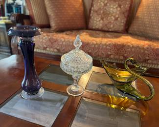 Mid-century glass Swan, Crystal Candy dish, vase