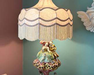 Vintage Azzolin Brothers Capodimonte Italian Porcelain Lamp