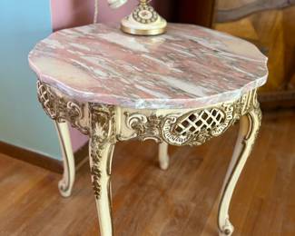 Vintage French marble top table