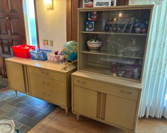 Mid century modern dresser and 2 piece China cabinet