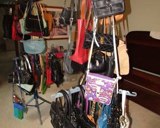 Many designer handbags