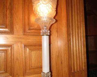 Rare Fenton glass torchier table lamps